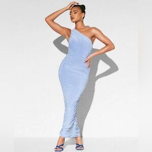 ASOS - Light Blue One Shoulder Ruched Maxi Dress